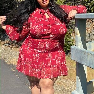FashionNova Curve Floral Mini Dress 2X Red